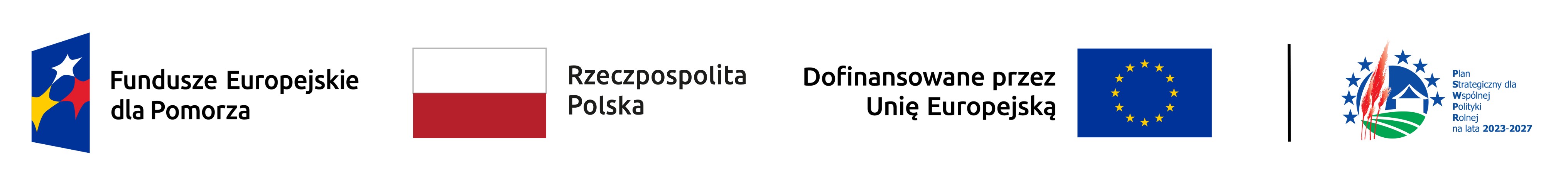 Logotypy Funduszy Europejskich dla Pomorza, Rzeczypospolitej Polskiej, Unii Europejskiej oraz Planu Strategicznego dla Wspólnej Polityki Rolnej na lata 2023–2027.